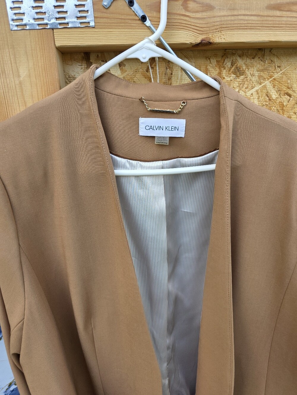 Calvin Klein Women's Mustard Open-Front Blazer Coat - Picture 11 of 16